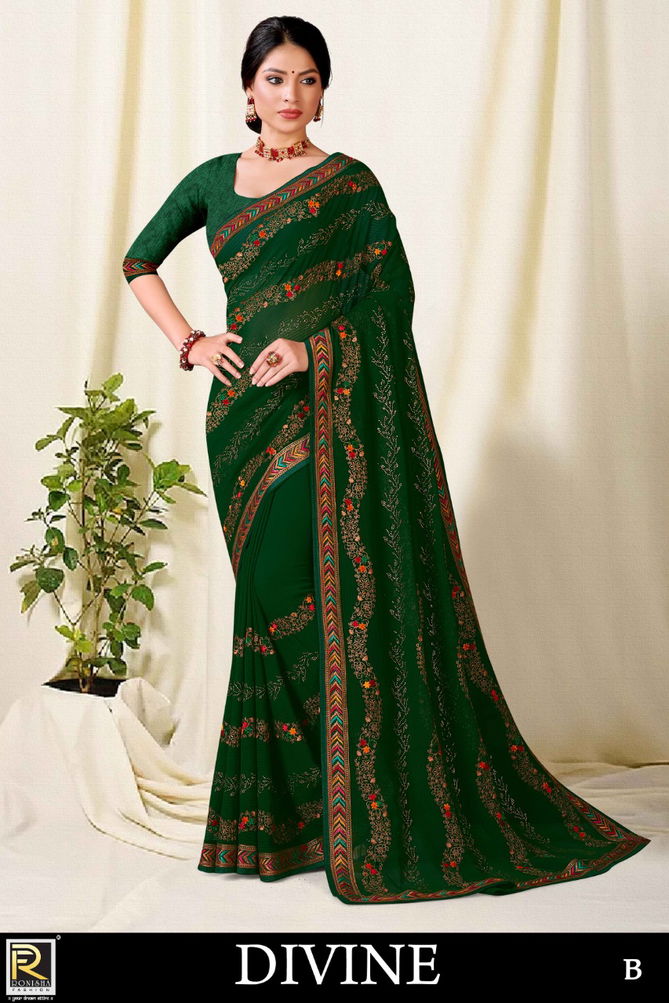 Ronisha Divine Festive Wear Wholesale Designer Saree Catalog
